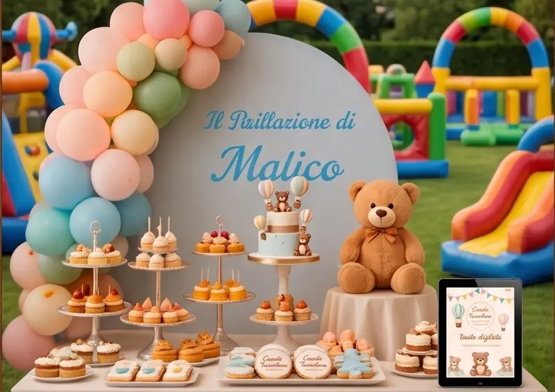 Sweet Corner allestito con torta scenografica e dolci personalizzati